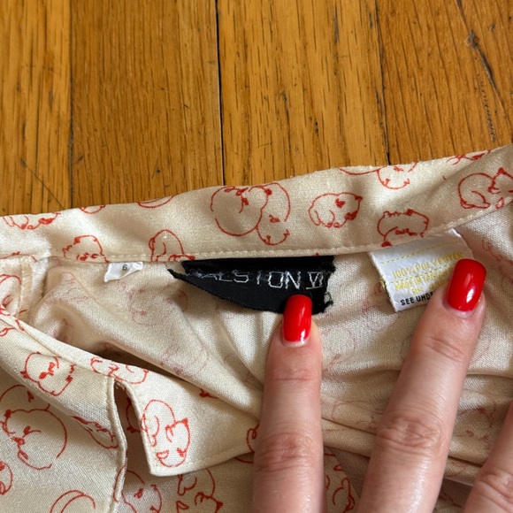 70s Vintage Halston Sleeping Kitties Novelty Print Blouse - Picture 7 of 7